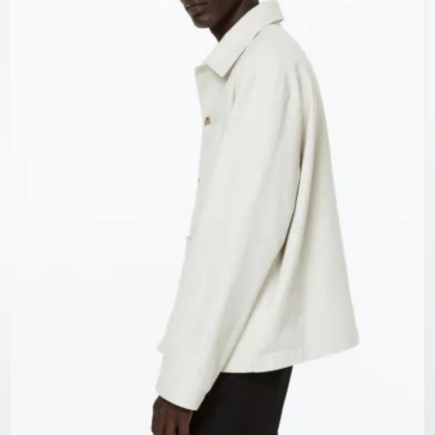 H&M Men's Regular-Fit Twill Shacket Cotton Twill Taupe/Off White Size L Bnwt — image 4 of 8